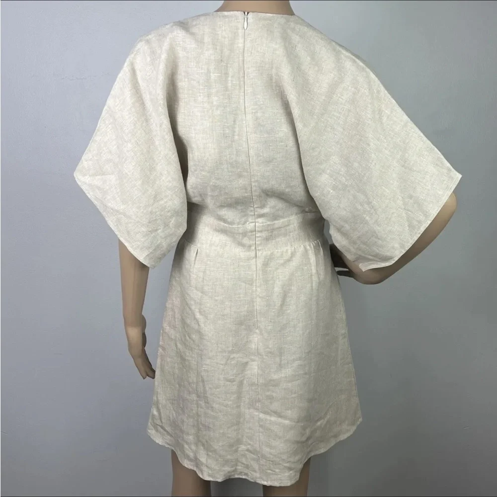NEW REFORMATION BEIGE LINEN MINI DRESS - Picture 6 of 8